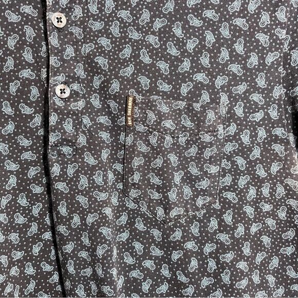 Men’s Ben Sherman Polo Collared Navy Blue Paisley Print Shirt SZ L 100% Cottton - Picture 3 of 7